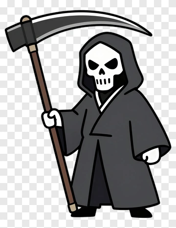 Cartoon Grim Reaper Holding A Scythe PNG