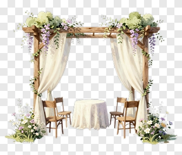 Wedding Arbor With Floral Decorations PNG