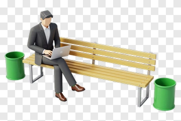 Businessman Working On A Laptop In A Park PNG