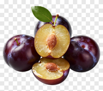 Fresh Plums With A Slice Exposed PNG