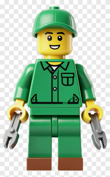 Lego Construction Worker Holding Tools PNG