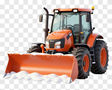 3D Tractor With Snow Plow PNG