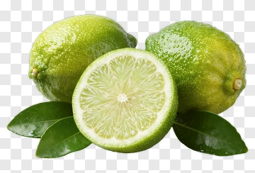 Fresh Limes With Sliced Half And Leaves PNG