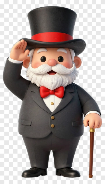 Cartoon Gentleman Saluting With A Cane PNG