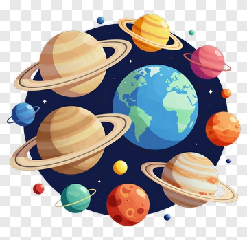 Colorful Solar System Illustration PNG