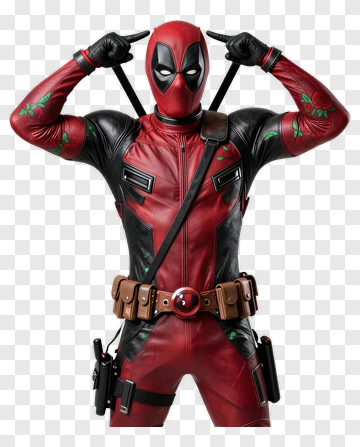 Deadpool Character Posing With Fingers On Head PNG