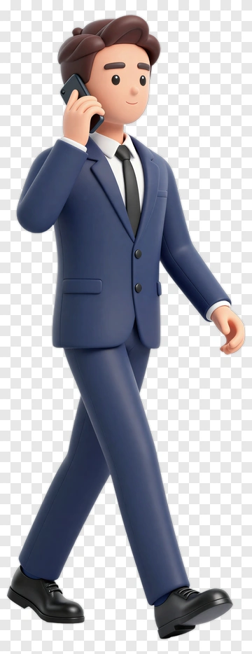 3D Businessman Walking While Talking On Phone PNG