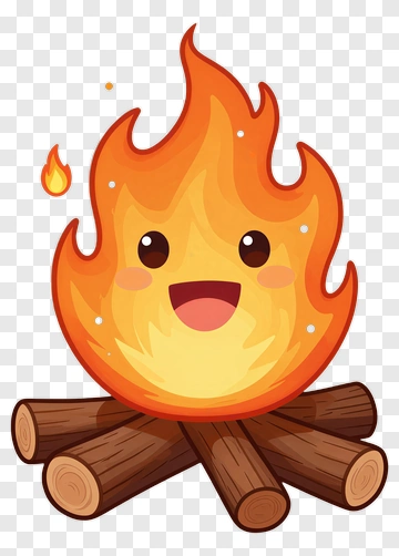 Cartoon Campfire With A Happy Face PNG