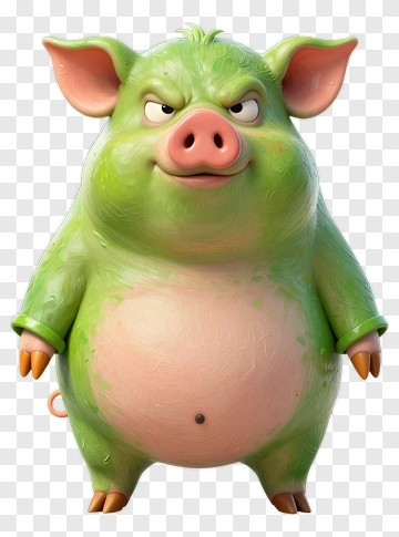 3D Cartoon Pig Character PNG
