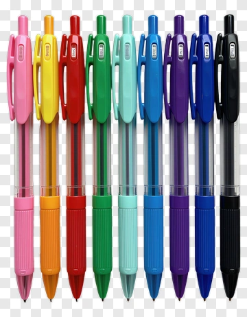 Colorful Gel Pens In Various Shades PNG