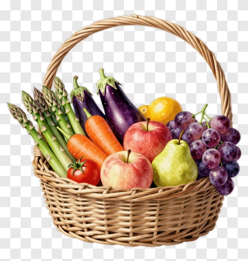 Fruit And Vegetable Basket PNG