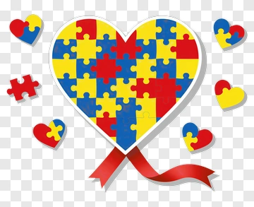 Colorful Puzzle Heart With Ribbon PNG