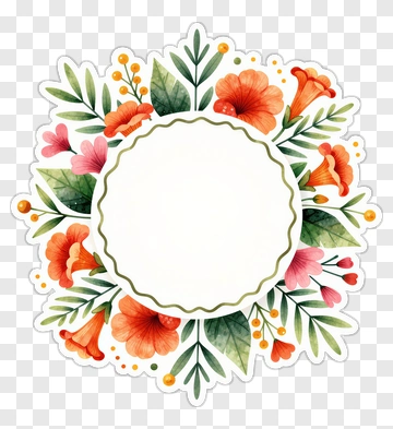 Floral Frame With Colorful Flowers PNG
