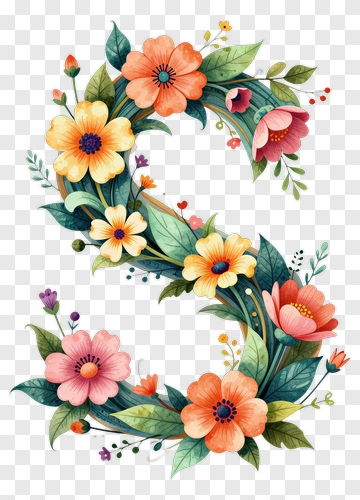 Floral Number Three Design PNG