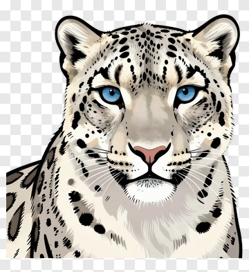 Cartoon Snow Leopard With Blue Eyes PNG