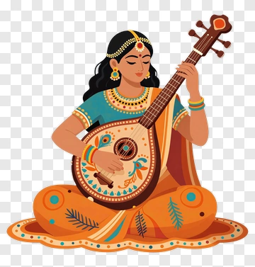 Woman Playing A Traditional Instrument PNG