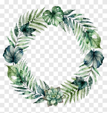 Watercolor Greenery Wreath PNG