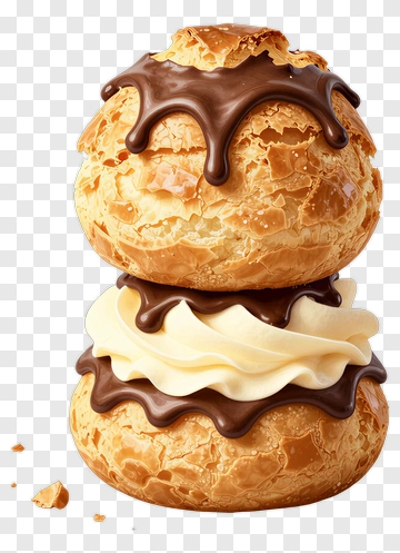 Chocolate Cream Puff Stack PNG