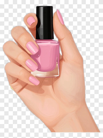 Hand Holding A Pink Nail Polish Bottle PNG
