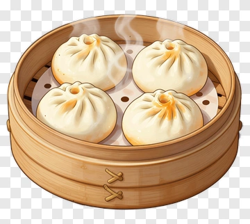 Steamed Dumplings In A Bamboo Steamer PNG