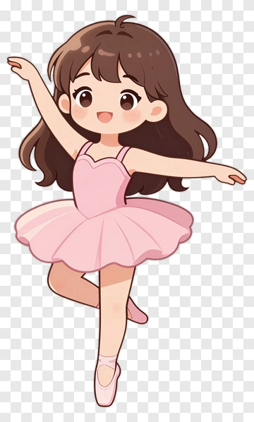 Cartoon Ballerina Dancing In A Pink Tutu PNG