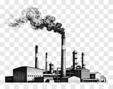 Industrial Factory With Smoke Stacks PNG