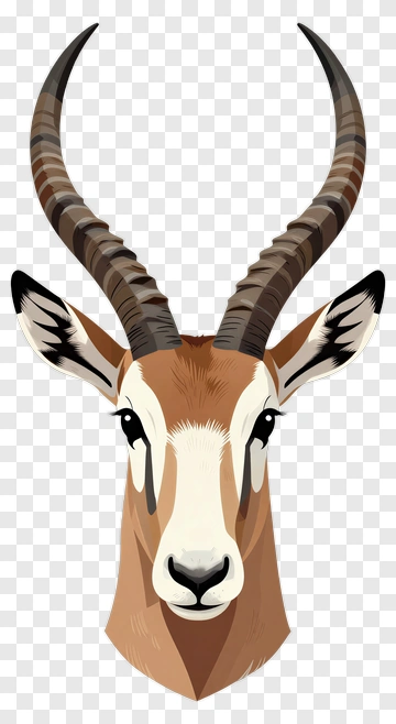 Antelope Head With Curved Horns PNG