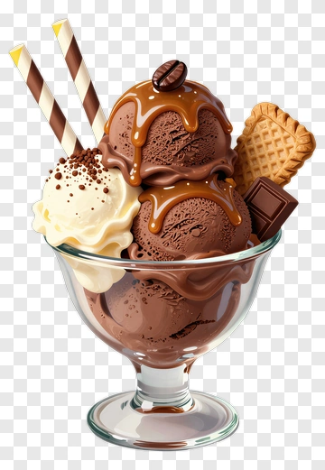 Chocolate Ice Cream Sundae With Toppings PNG