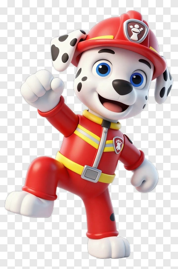 Firefighter Dog Character In Red Uniform PNG