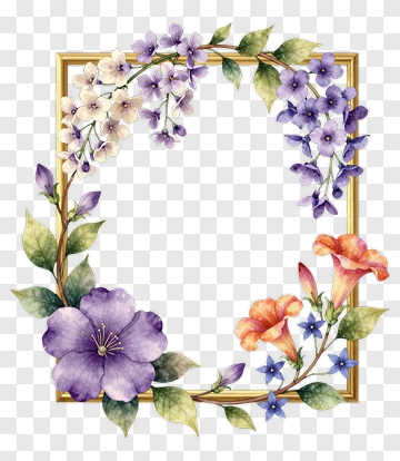 Floral Frame With Colorful Flowers PNG