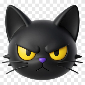 Angry Black Cat Emoji PNG