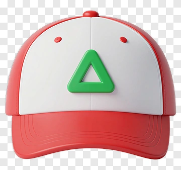 Red And White Cap With Green Triangle Emblem PNG