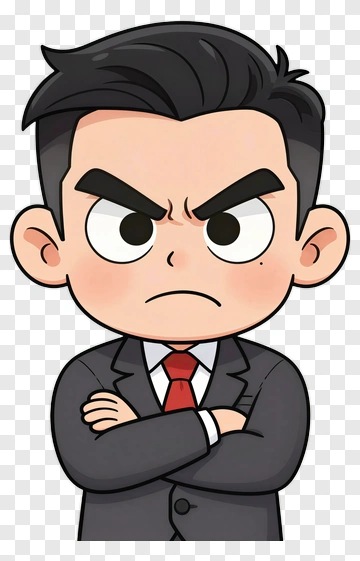 Cartoon Businessman With Arms Crossed PNG