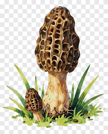 Morel Mushrooms In Grass PNG