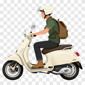 Man Riding A Scooter PNG