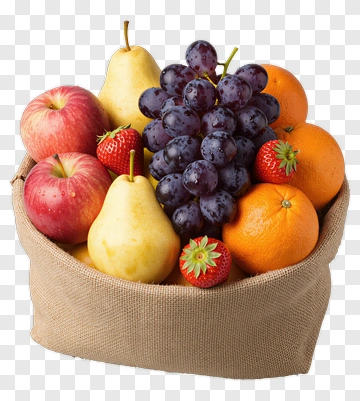 Fruit Basket With Apples, Pears, And Grapes PNG
