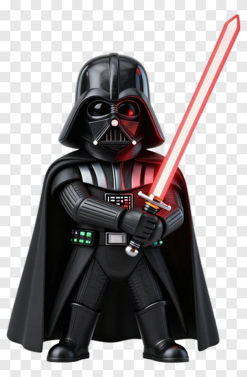 Cartoon Darth Vader Holding A Red Lightsaber PNG