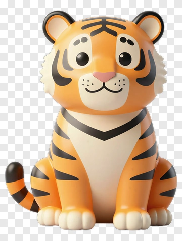 Cartoon Tiger Figurine PNG