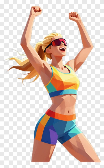Colorful Woman Celebrating Victory PNG
