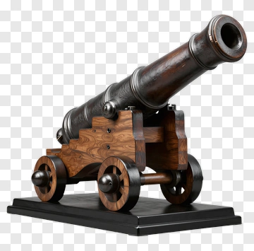Wooden Cannon On A Black Base PNG