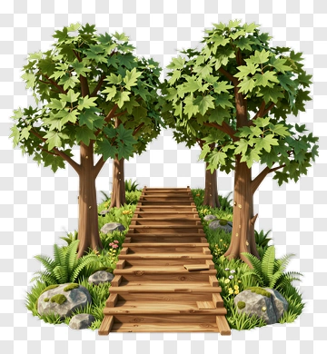 Forest Pathway Surrounded By Trees And Rocks PNG