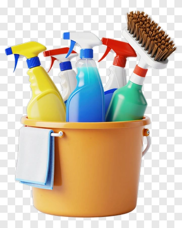Cleaning Supplies In A Bucket PNG