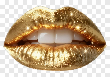 Golden Lips With Sparkle PNG