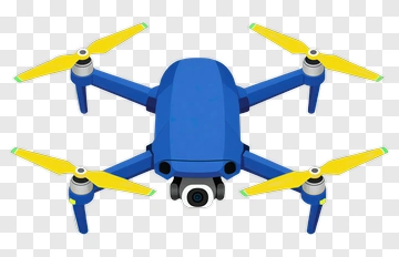 Blue Drone With Yellow Propellers PNG