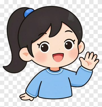 Cartoon Girl Waving Hello PNG