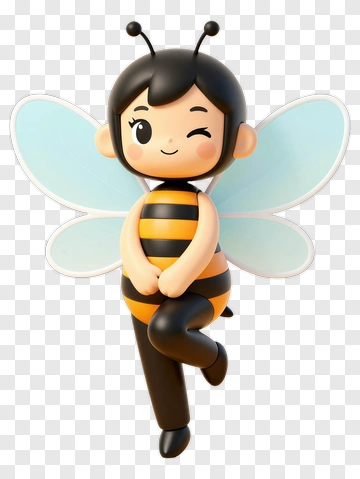 Cartoon Bee Character Winking PNG
