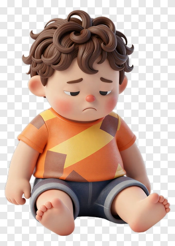 Sad Cartoon Boy Sitting PNG