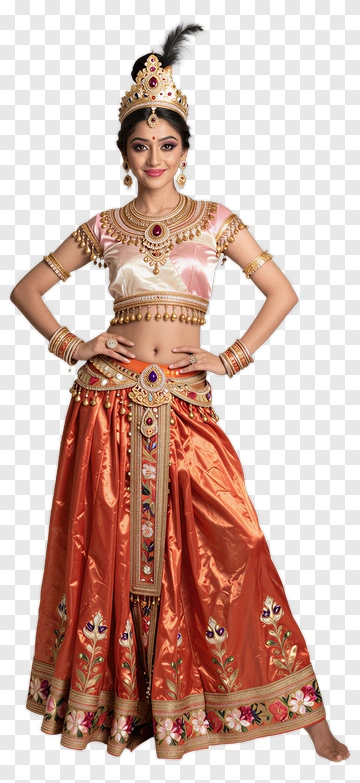Traditional Indian Dancer In Ornate Costume PNG