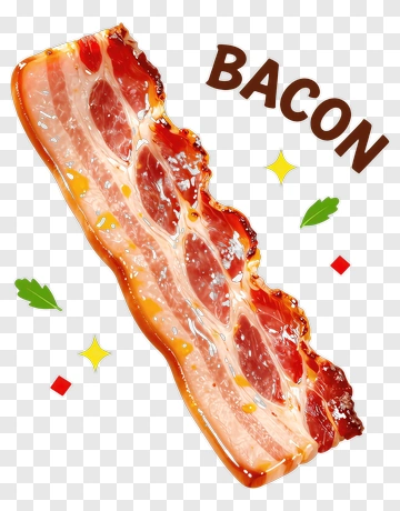 Bacon Slice With Decorative Elements PNG