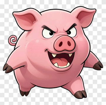 Angry Cartoon Pig PNG